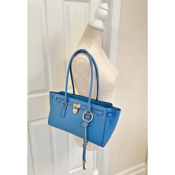 Michael Kors French Blue Hamilton Moderne Small East West Satchel Shoulder Tote - Picture 1 of 16